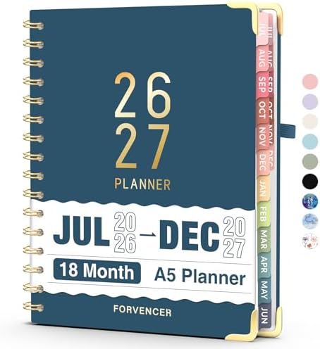 Jul 2026 - Dec 2027 Planner, Forvencer 18 Month Planner 2026-2027, 6" x 8"