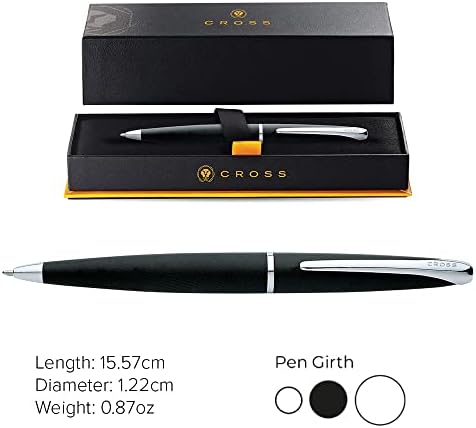 Cross ATX Basalt Black Ballpoint Pen, Medium Point, Black Ink