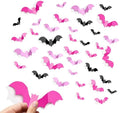 CLEANGOR 48Pcs Pink Bat Halloween Decor, Halloween Party Supplies Stickers