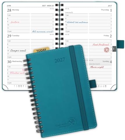 POPRUN 2027 Pocket Planner (Small-4'' x 6.25'') Weekly and Monthly Calendar