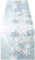 ALAZA Double-Sided Silver Winter Abstract Christmas Table Runner 18x72 Inches Long,Table Cloth Runner for Wedding Birthday Party Kitchen Dining Home Everyday Decor