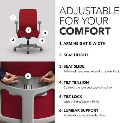 HON Ignition 2.0 Low Back Task Chair, Spectrum Mesh, Advanced Synchro-Tilt Control, Office Chair with Lumbar Support, Height and Width Adjustable Arms, Titanium Frame, Bullseye