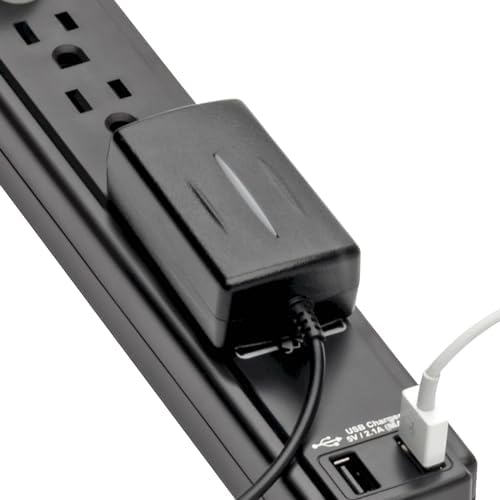 Tripp Lite 6 Outlet Surge Protector Power Strip 6ft Cord 990 Joules Dual USB Charging & Insurance (TLP606USBB)
