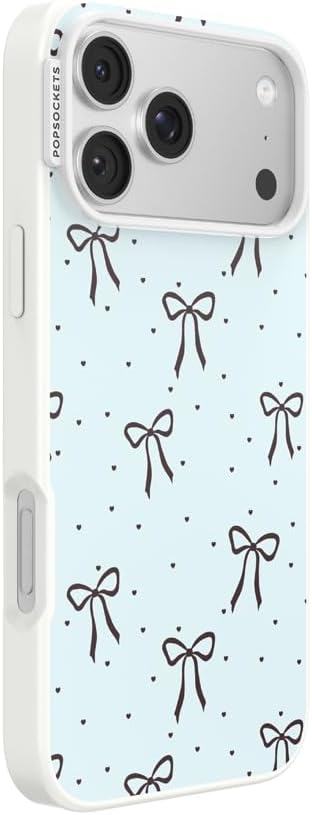 PopSockets iPhone 17 Pro Max Phone Case with MagSafe- Tiny Bows | Magnetic, Wireless Charging, Camera & Drop Protection, Bow, Phone, Women