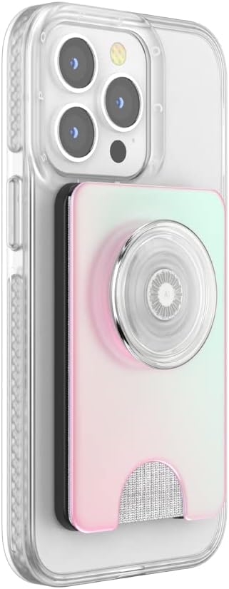PopSockets Phone Wallet for MagSafe with Grip- Mermaid Pink | PopWallet, Holds 3 Cards, Magnetic, Removable, Secure, Light Pink, Phone, Women