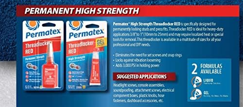 Permatex 27005 High Strength Threadlocker Red Gel Squeeze, 5 g (Pack of 2)
