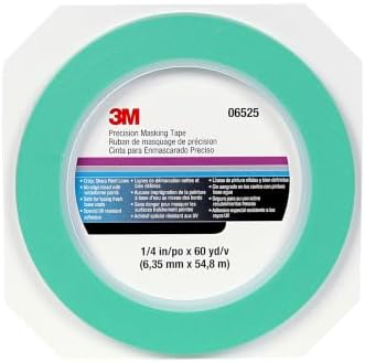 3M Precision Masking Tape, 06525, 1/4" x 60 yds, Crisp, 1 Roll