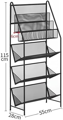 zktoermn Metal Storage Shelves Book, Newspaper, Magazine Storage Rack Storage Shelving Unit Organizer for Laundry Kitchen Bathroom Pantry Closet (Color : Black, Size : 55x28x115cm)