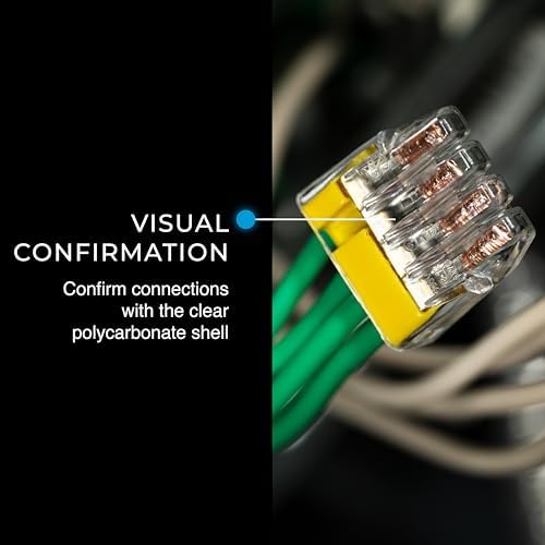 Ideal Electrical in-Sure Push-in Wire Connector, 4-Port (30-1034J), Jar of 200—Color Coded No-Twist Connectors for Solid and Stranded Wires