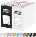 Oterri Portable Collapsible Cardboard File Box with Handle for Letter-Size | 2-Pack. Stainless Steel Handle. Label Stickers Included. Fits Letter Folders (Not Included). Home, Office, School, Dorm, Tax.