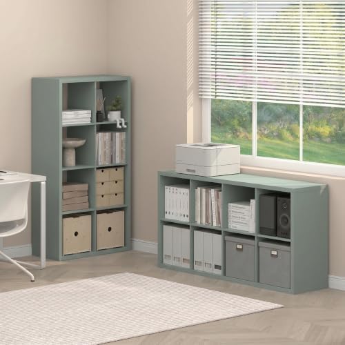 Furinno Cubicle Book Shelf Set of 2, 8-Cube Bookshelf, Sage Green