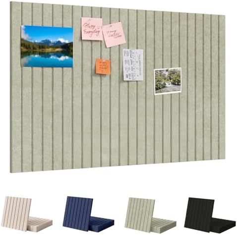 Large Felt Bulletin Board with Self-Adhesive | 6 Pack 36"x24" Cork Board Alternative | Notice Boards with 35 Pushpins, Secure and Easy to Install, Home Office Decor Classroom Decor - Sage Green