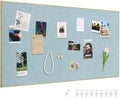 SELEAD Linen Bulletin Board 48” x 24” - Golden Aluminum Frame, Teal Fabric
