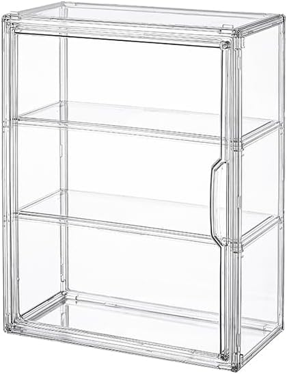 BOHOIDEE 3 Tiers Clear Display Case for Figures, Acrylic Storage Organizers Box with Magnetic Door, Wall-Mounted Dustproof Showcase for Collectibles Action Figure(2PACK Wall-Mounted Medium)