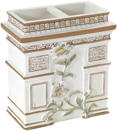 Avanti Linens - Bathroom Set, Hand Painted Resin, Countertop Accessories, Chic Home Decor, Set of 4 (Paris Botanique Collection)