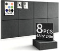 48" x 24" Cork Board Alternative, 8 Pack Felt Bulletin Board Tiles with 30 Adhesive Tabs Wall Push Pin Board for Office Classroom Bedroom Decor