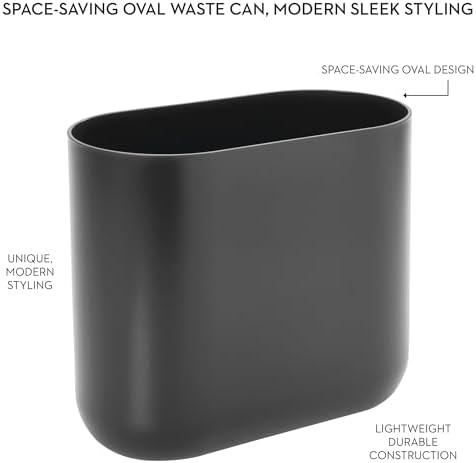 iDesign Small Slim Plastic Bathroom Trash Can, 2-Pack, Gray