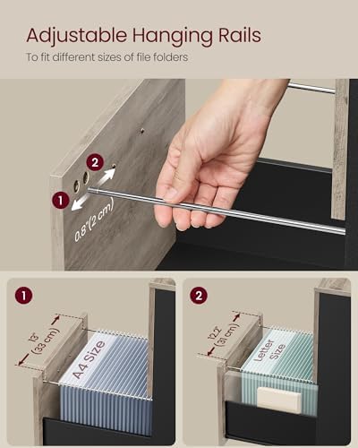 VASAGLE 2-Drawer File Cabinet, Small Rolling Filing Cabinet