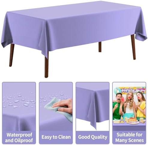 CXPSINC 54 Inch X 300 Feet Plastic Table Cover Roll Disposable Tablecloth with Slide Cutter for All Type/Shape Tables | Party, Banquet, Birthdays, Weddings(Purple, 300 Feet)