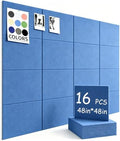 48" x 48" Cork Board Alternative, 16 Pack Felt Bulletin Board Tiles with 30 Adhesive Tabs Wall Push Pin Board for Office Classroom Bedroom Decor