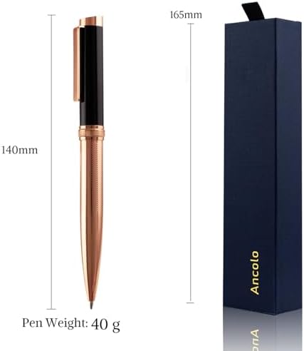 Ancolo Personalized Ballpoint Pens - Luxury Pens with 10 Black Ink Refill