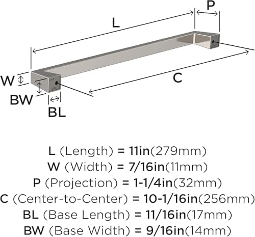 Amerock 10-1/16" Blackrock Polished Nickel Drawer Pull