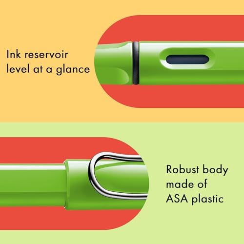 LAMY safari green - Fountain Pen with ergonomic grip & polished steel nib in size F - ideal for any Writing & Calligraphy - including LAMY T 10 blue cartridge - Right-Handed
