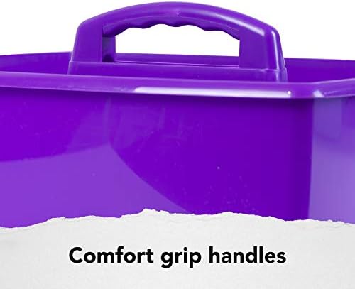 Storex 2-Compartment Large Craft Caddy – Multipurpose Classroom Organizer with Handle, Purple, 1-Pack (00955C06C)
