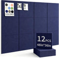 48" x 36" Cork Board Alternative, 12 Pack Felt Bulletin Board Tiles with 30 Adhesive Tabs Wall Push Pin Board for Office Classroom Bedroom Decor