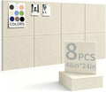 48" x 24" Cork Board Alternative, 8 Pack Felt Bulletin Board Tiles with 30 Adhesive Tabs Wall Push Pin Board for Office Classroom Bedroom Decor