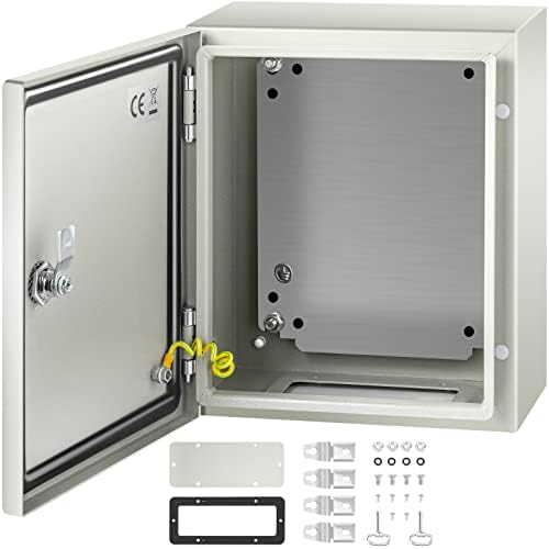 VEVOR NEMA Steel Enclosure, 12" x 10" x 6" NEMA 4X Steel Electrical Box, IP66 Waterproof & Dustproof, Outdoor/Indoor Electrical Junction Box, with Mounting Plate