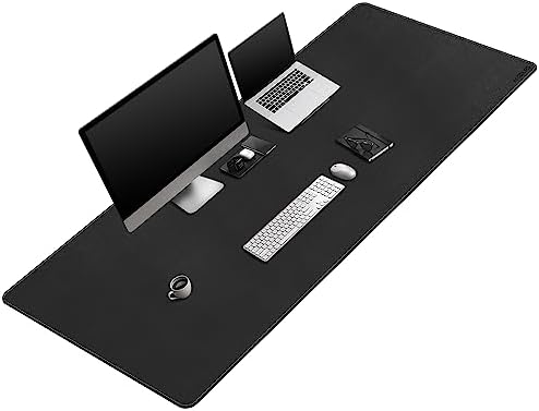 Mydours 67" x 24" Extended PU Leather Gaming Desk Mouse Pad Mat, (Black)