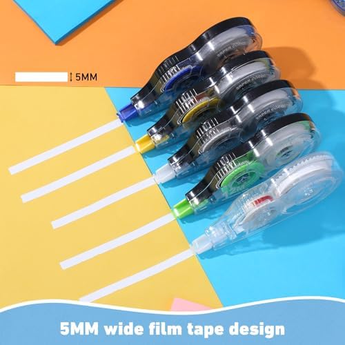 AmazingSpark 100 Pcs White Correction Tape Bulk, 39.4 Ft, Tear-resistant Easy to Use Applicator for Instant Corrections for School Office Note,Tape Width 0.2 in (5 Classic Colors)
