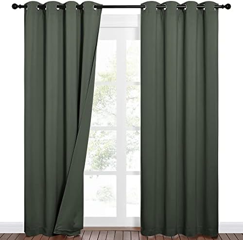 NICETOWN Sound Barrier 100% Blackout Divider Curtains 84", Noise, Heat and Cold Blocking Drapes with Felt Fabric Lining for Nursery/Daytime Sleep/Bedroom (Dark Dallard, 2 PCs, 52" Wide)