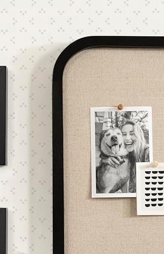 Kate and Laurel Hutton Transitional Wall Pinboard, 12 x 24, Black, Modern Rounded Rectangle Wall Organizer for Use as Cork Board, Vision Board, or Bulletin Board