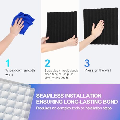 JBER 12 Pack Acoustic Foam Panels, Wedges Sound Proof Foam Panels for Walls