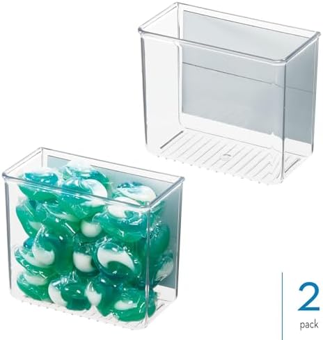iDesign Magnetic Small Clear Plastic Organizer Bins, 2-Pack