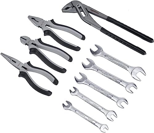 Amazon Basics 65-Piece General Household Home Repair and Mechanic's Hand Tool Kit Set with Storage Case, Portable, Non-Slip Handles, Black