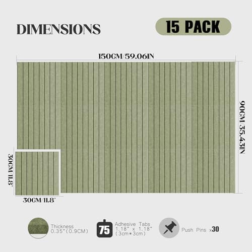 Felt Bulletin Board Tiles 59x36 15 Pack Sound Absorbing Wall Panels