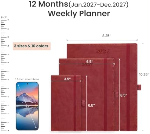 2027 Weekly Agenda, 10.25" x 8.25", Daily Planner with Time Slots