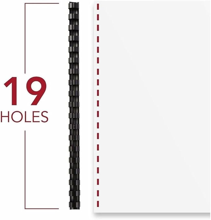 Mead CombBind Binding Spines/Spirals/Coils/Combs, 9/16", 105 Sheet Capacity, Black, 125 Pack (4000138)