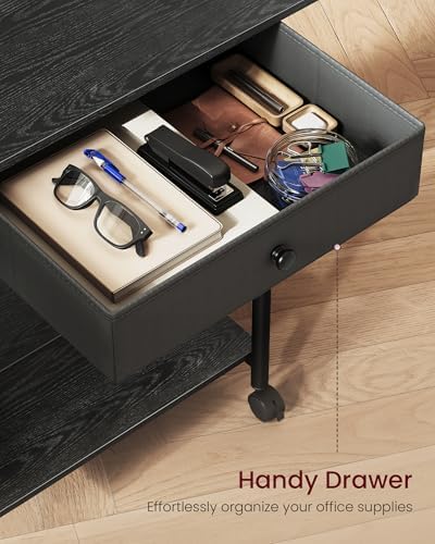 VASAGLE 3-Tier Printer Stand with Locking Wheels, Under Desk Printer Table