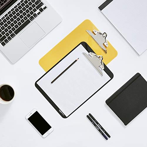 Amazon Basics Lightweight Plastic Clipboards with Sturdy Metal Clip, Letter Size, Assorted Classic Colors, Pack of 6