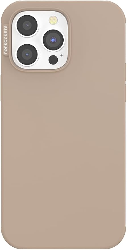 PopSockets iPhone 14 Pro Max Phone Case w/MagSafe- Latte | Magnetic, Wireless Charging, Camera & Drop Protection, Brown, Plain, Cream, Beige, Summer Spring