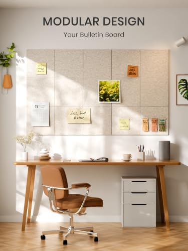 Bumusty 36"x 24" Large Felt Bulletin Board Tiles, Oatmeal