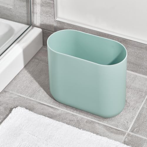 iDesign Small Slim Plastic Bathroom Trash Can, 2-Pack, Blue