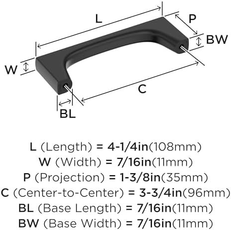 Amerock 3-3/4" Merced Matte Black Drawer Pull