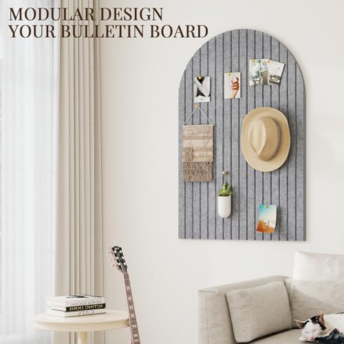 JBER Large Arched Felt Bulletin Board 36" x 24", 6 Pack, Light Gray