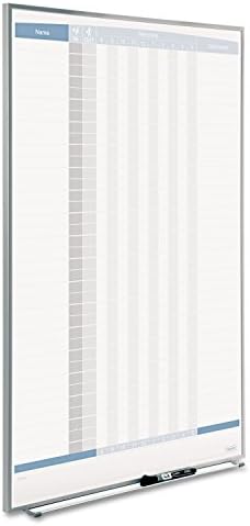 Quartet In and Out Dry Erase Magnetic Board 23"W x 34"H, In & Out Personnel Matrix for 36 Names, Silver Frame (33705)