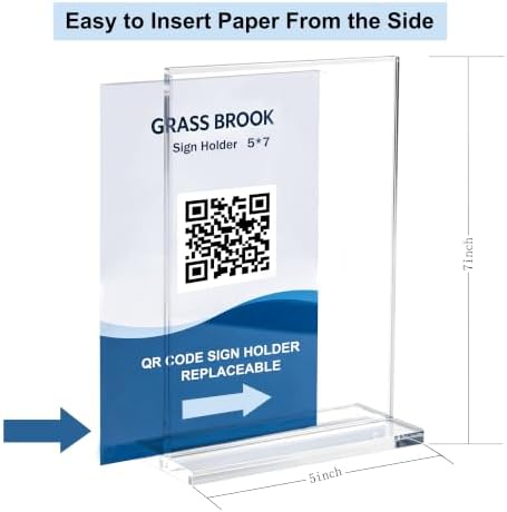 5x7 Acrylic Sign Holder for Table Top, Poster Holder, QR Code Stand Sign Holder(6pack)